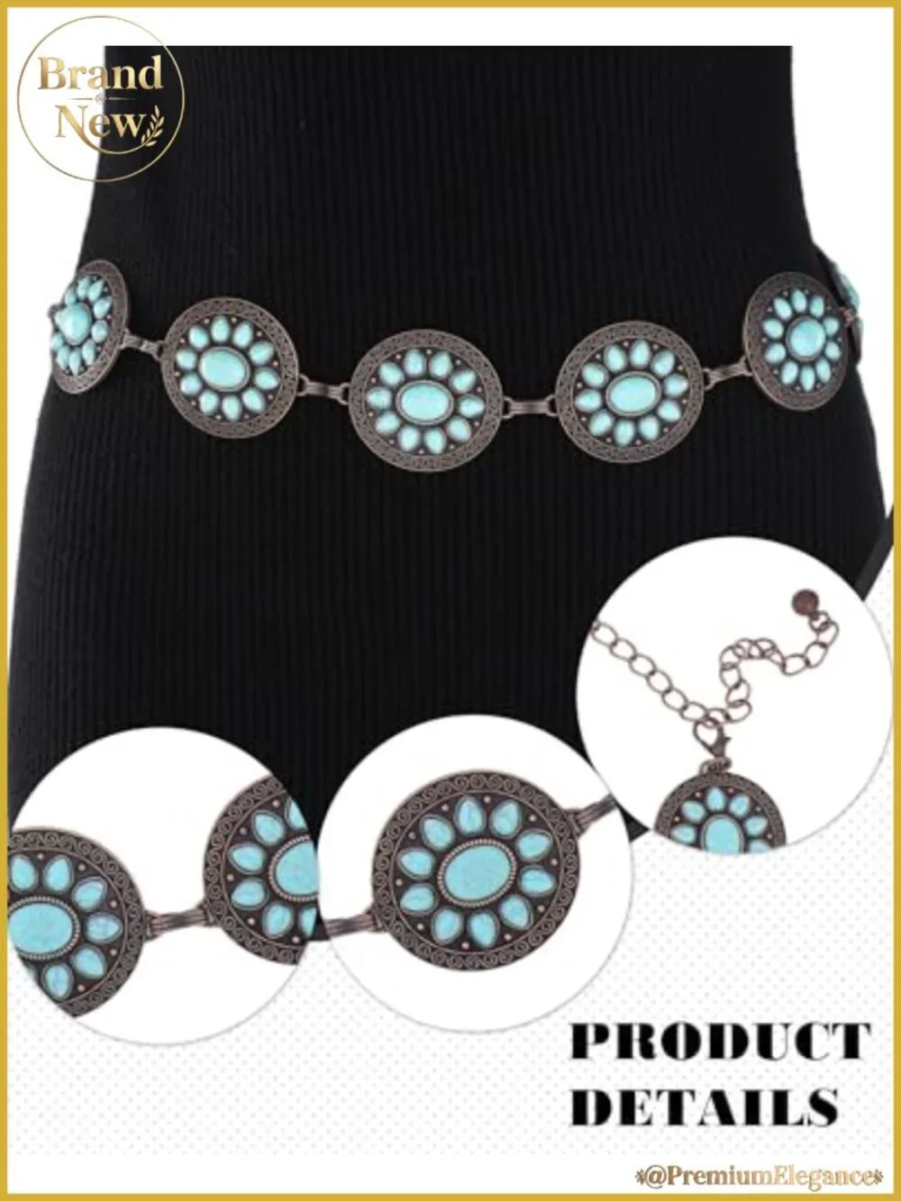 Bohemian Western Concho Waist Chain Belt Layered Metal Women's Accessory